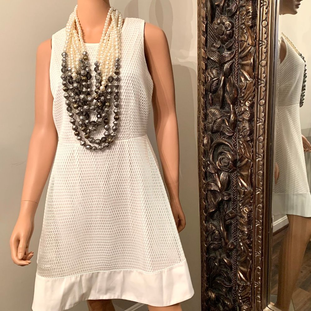 Romeo & Juliet Couture Fishnet Mesh White Cocktail Dress NWT